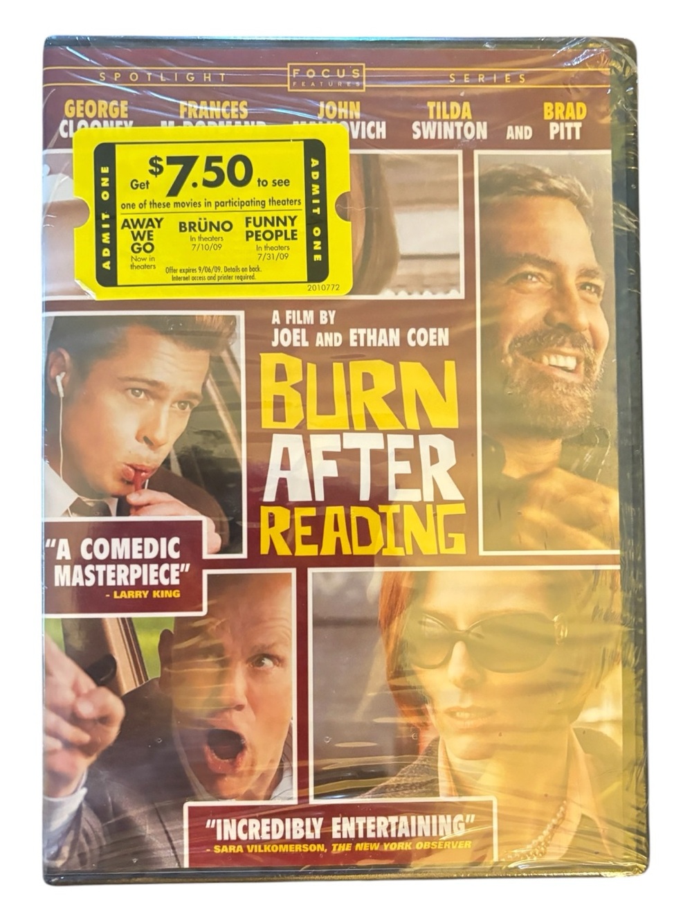 Burn After Reading DVD - Starring Brad Pitt and George Clooney NWT